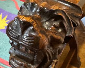 Antique Lionhead Throne Armchair  DETAIL