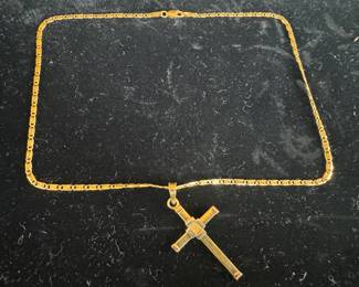 18K Gold Necklace with 18K Gold Cross
