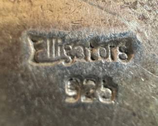 Sterling Silver with Red Coral Cuff Alligators Bracelet