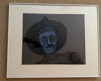 Framed Original Pastel on Paper "Blues Brother" Signed A Bright (30"W x 24"H)