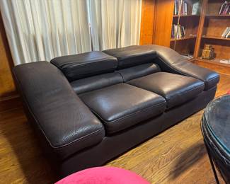 Natuzzi 2 Seater Adjustable Head Rest Leather Loveseat (45"D x 76"W x 25" Back Height)