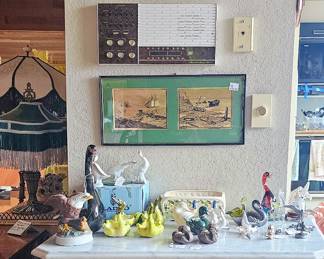 Vintage Marble Top Cabinet with Small Items