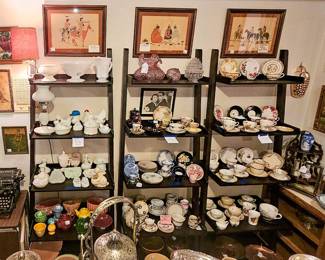 Fine Dinnerware & China Sets, Various Items & Oddities, Milk Glass, Cups & Saucers, Tea Pots, Bowls