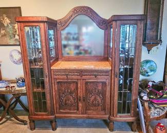 Antique Oak Art Deco Cabinet with Original Keys