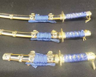 SCH213 - Miniature Blue & Gold Katana Sword Set
