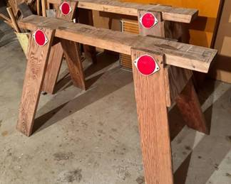 Set of Wooden Sawhorses – Marked 'Ernst Home & Nursery	
