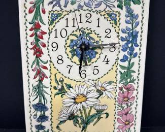 Vintage Santa Barbara Ceramic Floral Wall Clock - 1999	