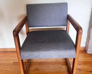 Wood-Frame Armchair w/ Gray Upholstery	