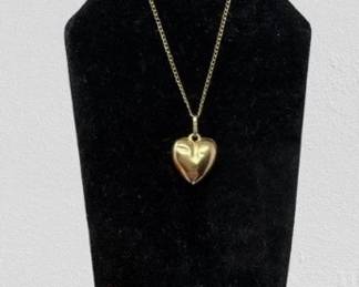 14K Gold Puffy Heart Pendant – Approx. 0.39g	