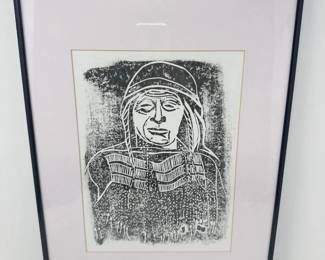 Signed Woodblock Print – Flathead-Salishan Indigenous Portrait (1911)	