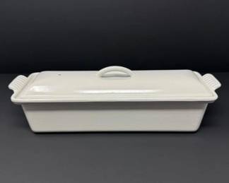 Vintage Le Creuset Enameled Cast Iron Pâté Terrine Loaf Pan #32, White	