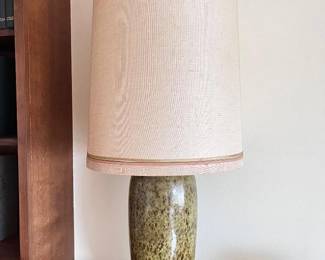Large Ceramic Table Lamp w/ Textured Glaze & Tall Drum Shade	
