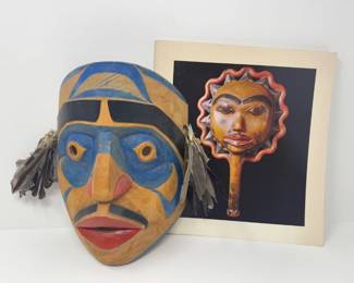 1978 Signed Tribal Mask by J. Ferrier + Arts of the Raven Book	
