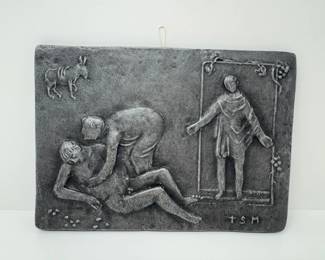 Vintage 1976 Thomae Cast Metal Plaque – "The Good Samaritan"	