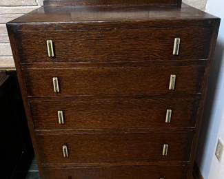 Art Deco Wooden 5-Drawer Dresser – Dark Wood	