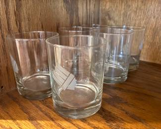 Set of 6 etched glasses 