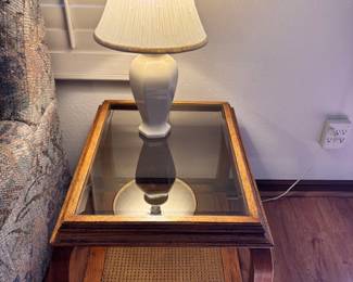 Lamp and side oak coffee table 