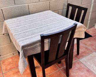 Small wood square dining table with 2 chairs 