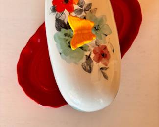 Floral ceramic butter dish