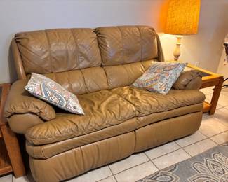 Leather reclining loveseat 