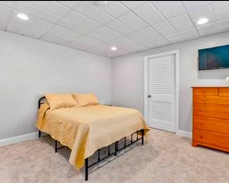 Full size bed frame and TV
