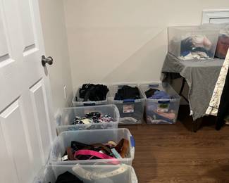 Women's belts, leggings, shorts, athletic tops, t-shirts