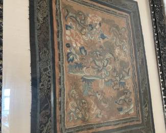 Vintage Embroidered Chinese Dragon Silk Tapestry Textile Framed Art