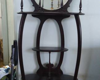 Antique Etagere Curio with Beveled Mirror