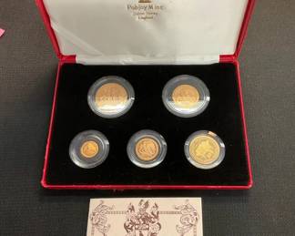 1988 Pobjoy MintIsle Of Man Gold Angel Set