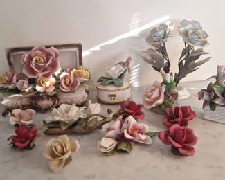 Capodimonte Italy And E R Porcelain Flowers