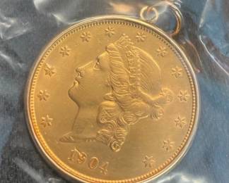 1904 Gold Liberty Coin W Bezel