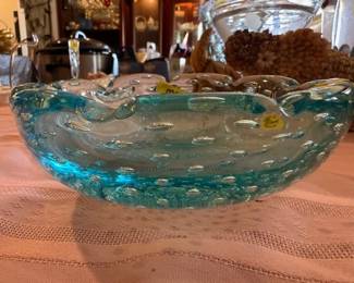 MCM bubble glass ashtray. Heavy.