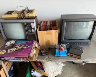 CRT 13" color TV's. Intellevision game console.