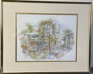 Paris Place du Tertre Lithograph Framed