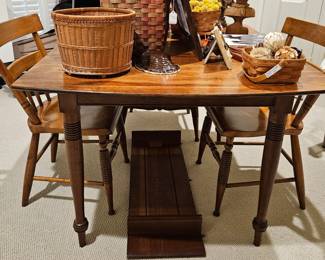 Wooden table with leaf and chairs