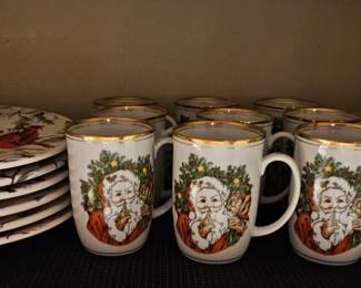 Fitz and Floyd Santa mugs