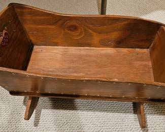 Vintage wooden doll crib