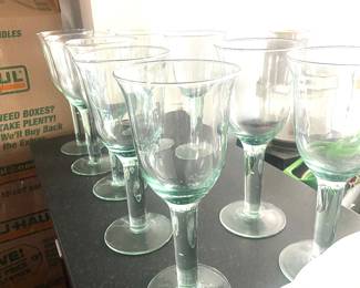 Recycled glass wine glasses