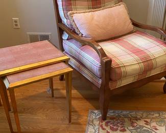Faux shagreen nesting tables w/Sherrill arm chair