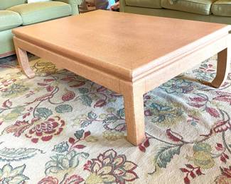 Karl Springer style raffia-wrapped coffee table 1970s/80s