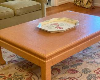 Karl Springer style MC vintage raffia wrapped coffee table