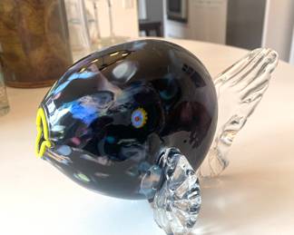 Murano signed blow fish  (signature illegible)