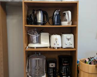 Shelf full of kitchen gadgets