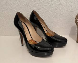 Prada patent leather platform pumps