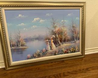 Pretty oil on canvas water scene