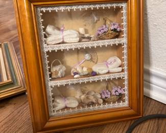 Shadow box with mini bath accoutrement 