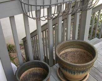 Large Pots and Wire Plant Basket