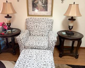Chair-39 tall x 30 deep
Ottoman- 19 tall x 30 deep