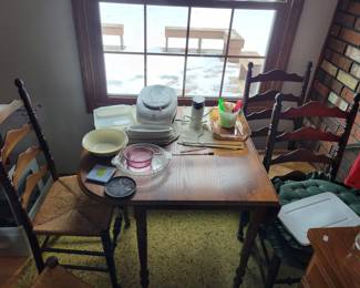 Antique kitchen table and chairs. 
