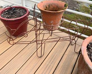 Rustic Metal Pig Plant Stand